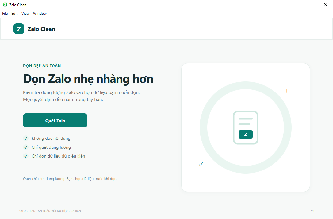 Giao diện thật của Zalo Clean beta.3 trên Windows